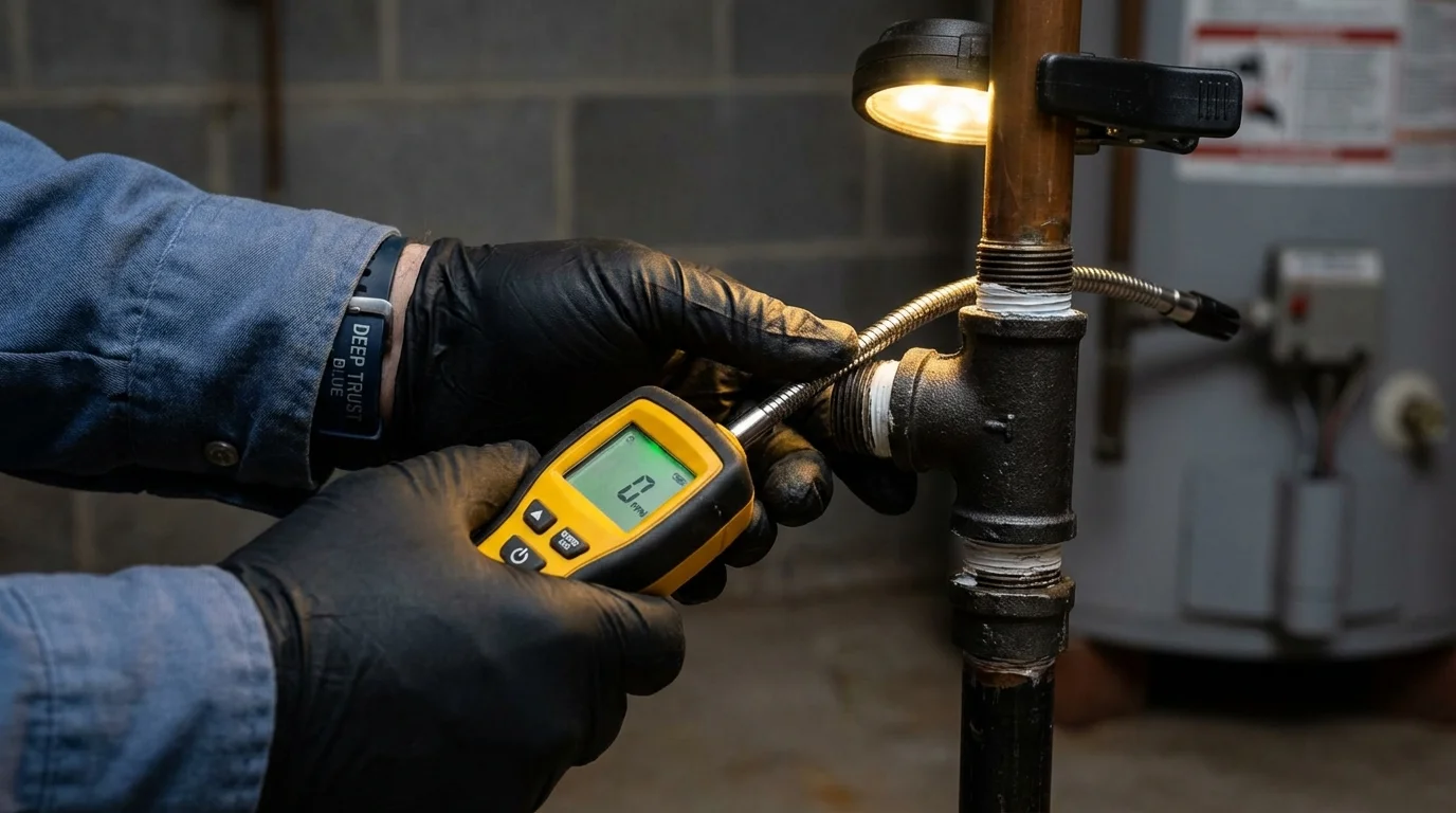 Gas leak detection with electronic sniffer by Johns Plumbing LLC in East Islip