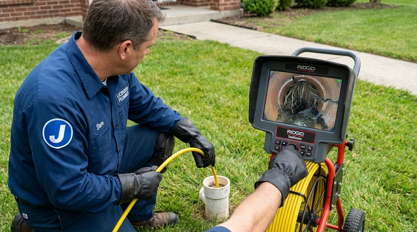 Sewer camera inspection being performed by Johns Plumbing LLC in East Islip